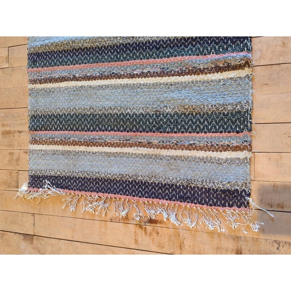Antique Imported Swedish‎ Hand Made Rag Rug Runner (22.5